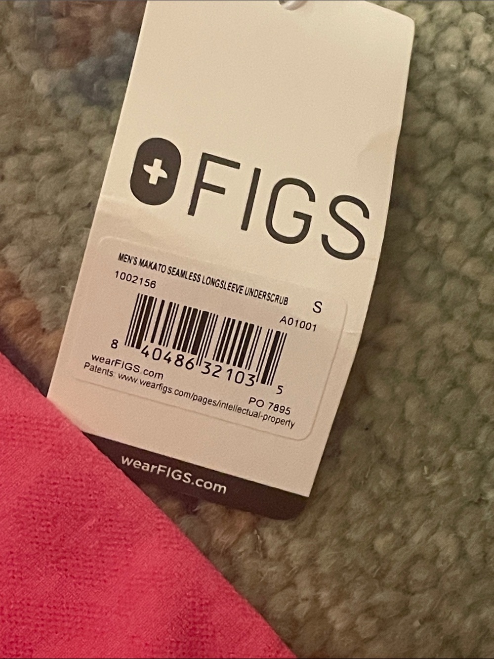 Figs Men's Long-Sleeve Crew in Bright Pink - Picture 4 of 4